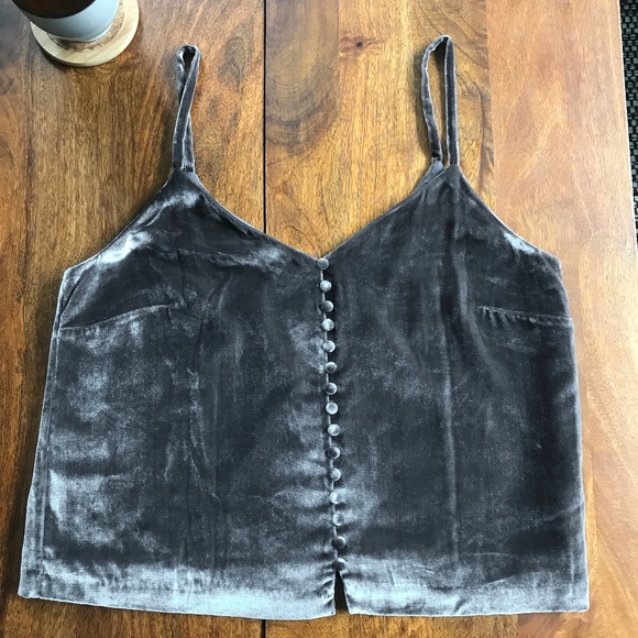 Madewell Tops - Madewell Grey Silk Blend Velvet Button-Down Cami